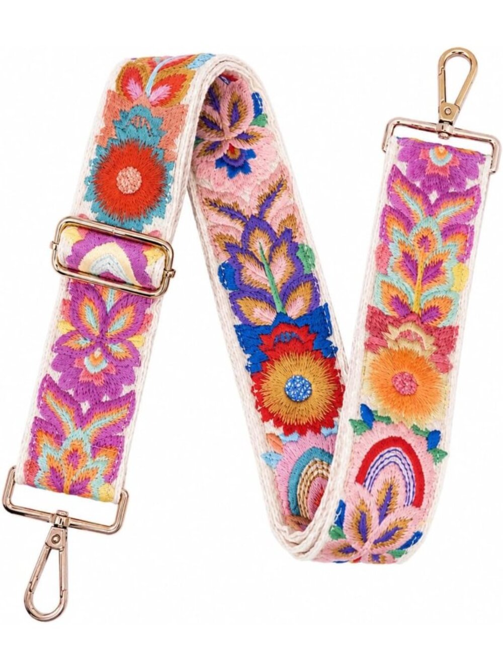 Adjustable Floral Embroidery Purse Straps - 29-55 Inch Crossbody Replacement for